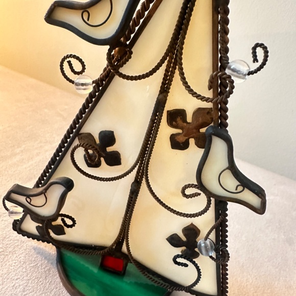 Vintage Stained Glass Christmas Tree Votive Holder - Picture 2 of 5